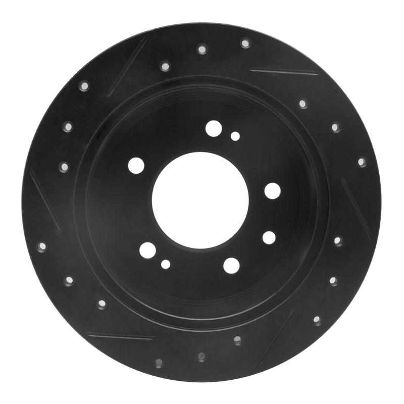 Hyundai Elantra Brake Rotor (1) - Rear Right - R1 Concepts - Drilled & Slotted - Black - `07-`10